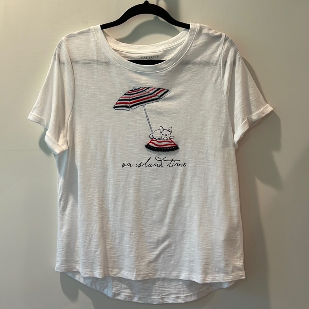 NWOT. Talbots frenchie t-shirt. Large petite.